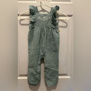 NWT Carter's Just One You Embroidered Gauze Jumpsuit Sage Green 24 mo